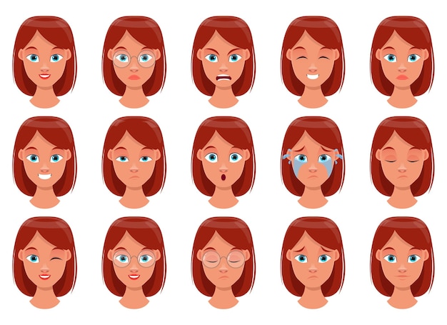 Vector woman face expression   design illustration isolated