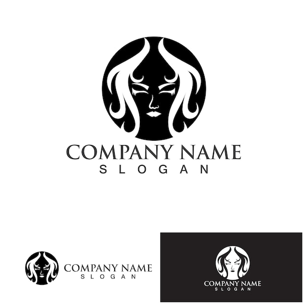 Woman face and hair saloon logo silhouette