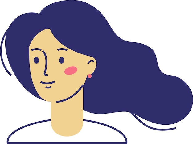 Woman Face Icon with Long Hair