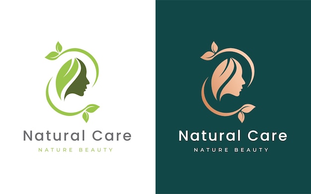 Женское лицо в естественной форме шаблон дизайна логотипа для салона красоты, массажной косметики и спа