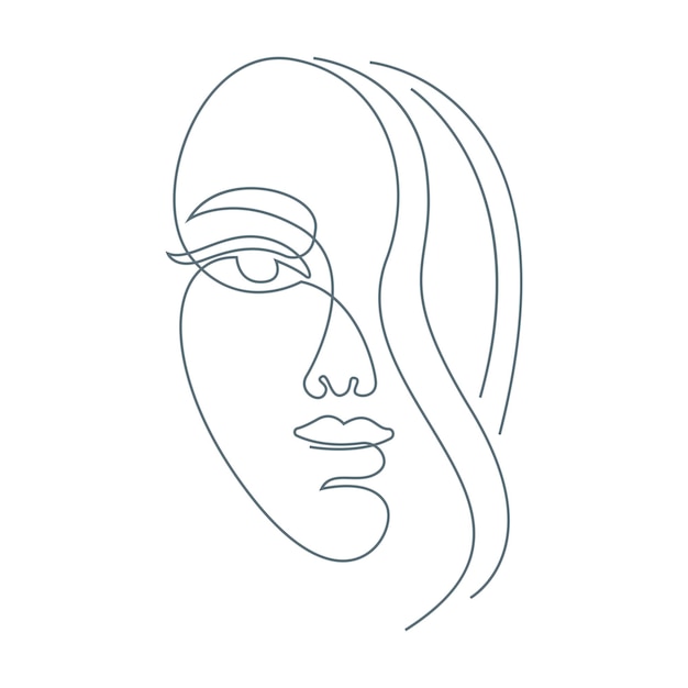 Vector woman face line art icon design