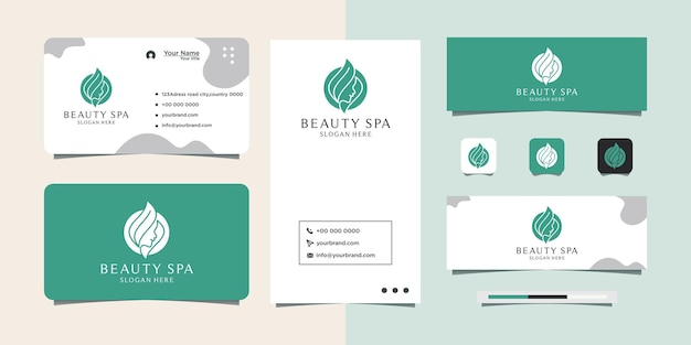 Woman face logo design for cosmetic beauty salon and spa business card