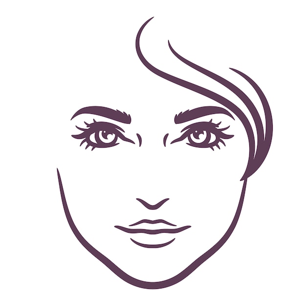 Woman face logo design template, Beauty women face