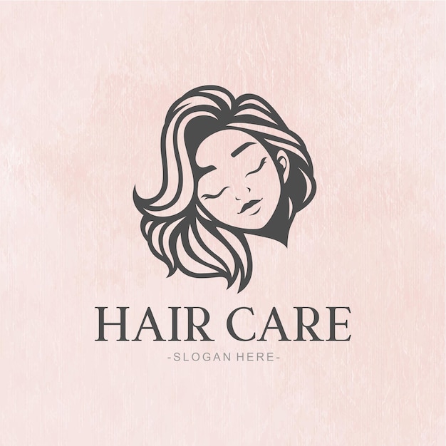 Vector woman face logo for hair care