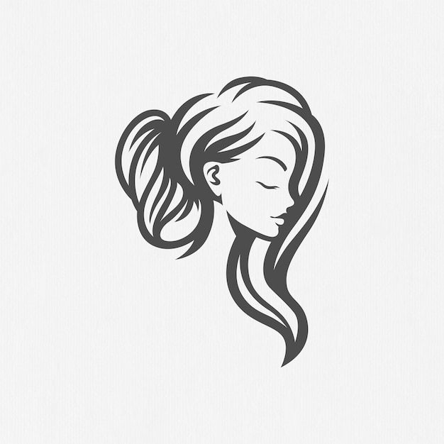 Logo del volto di donna per la cura dei capelli