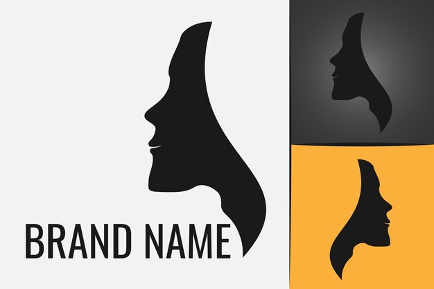 Vector woman face logo silhouette face side view of head woman head beauty logotype girl profile logo