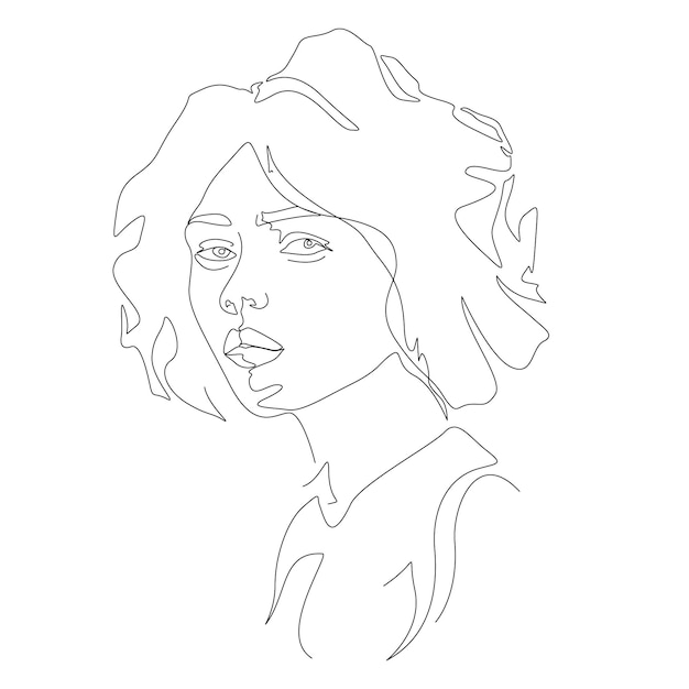 woman face one line art illustration in minimalist style