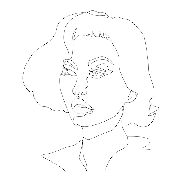 woman face one line art illustration