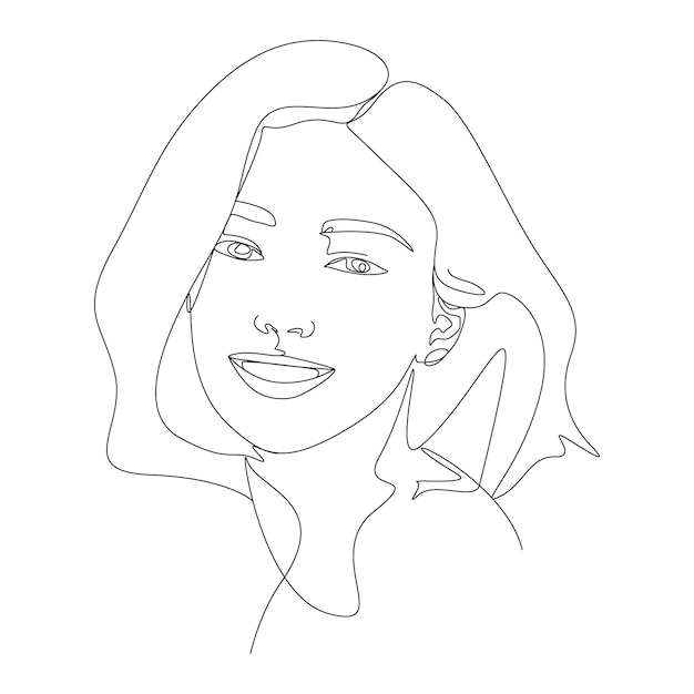 woman face one line art illustration