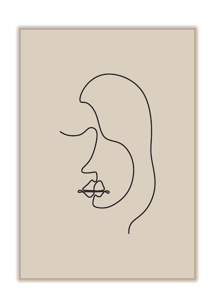 Woman face one line drawing minimalist minimal hand draw girl in calm