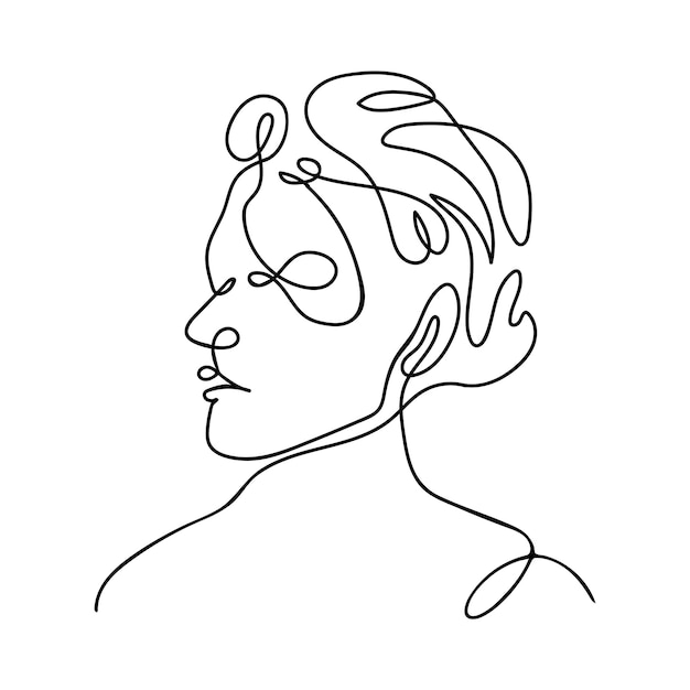 Женщина с лицом на одной линии рисует молодую девушку однолинейный портрет линейная иллюстрация векторная художественная работа