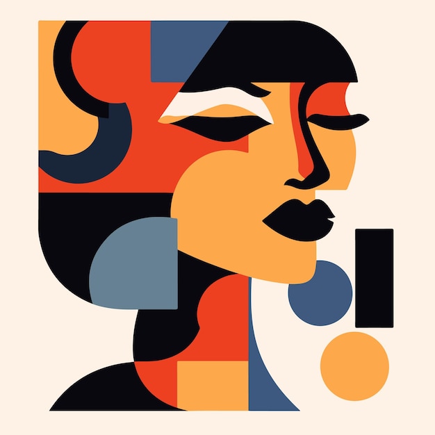 woman face portrait abstraction wall art vector illustration design