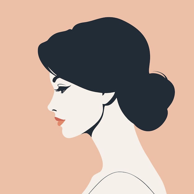 Woman face silhouette profile vector illustration