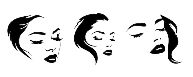 Woman face silhouette vector icon