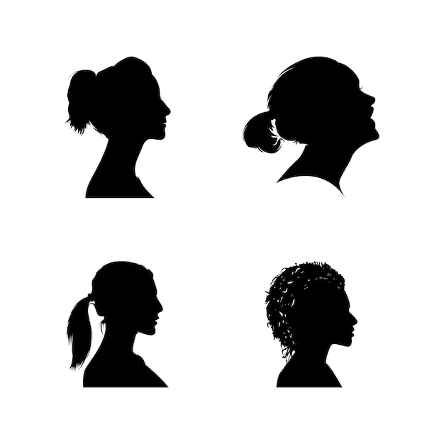 Vector woman face silhouettes vectors design