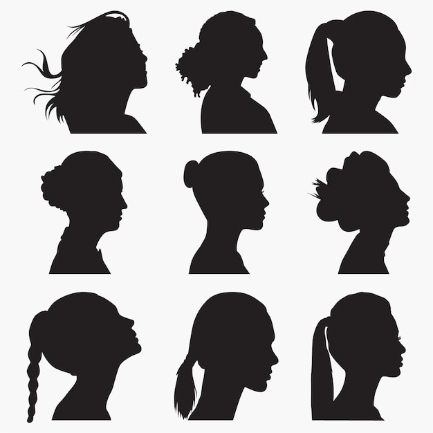 Woman face silhouettes