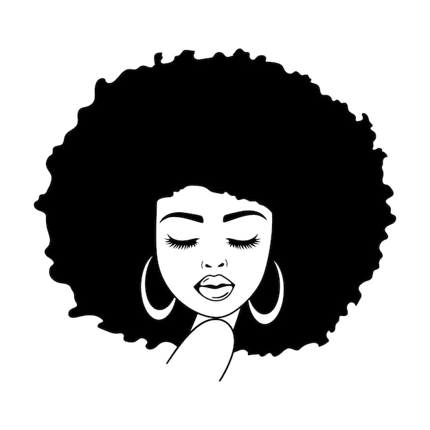 Woman face with eyelashes afro women african american woman vector illustration