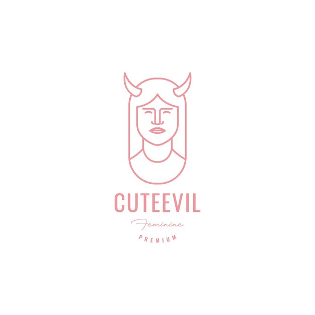 Женское лицо с роговой линией красоты минималистский вектор дизайна логотипа