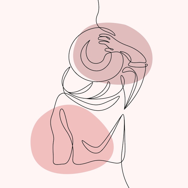 Woman facing back in continuous line art style