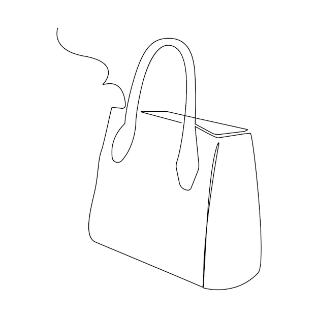 woman fashion bag for traveling or shopping one line art drawing minimalist design vector