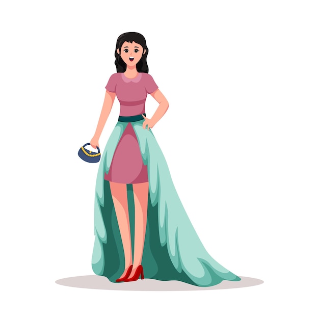 Woman in Fashion Model Character Illustration