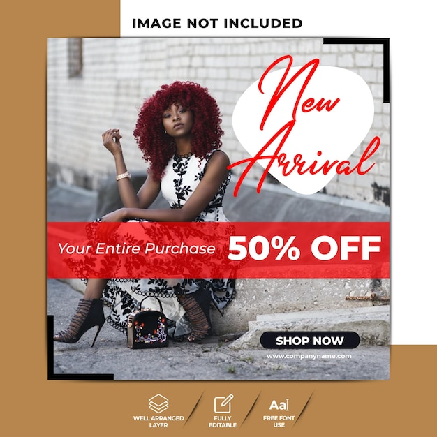 Woman fashion shopping instagram post template, discount banner template, social media post template