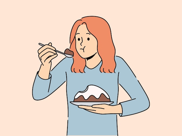 Woman feel guilty eating cake