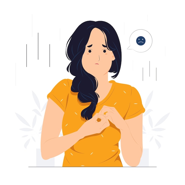 Vector woman feeling sorry concept illustration