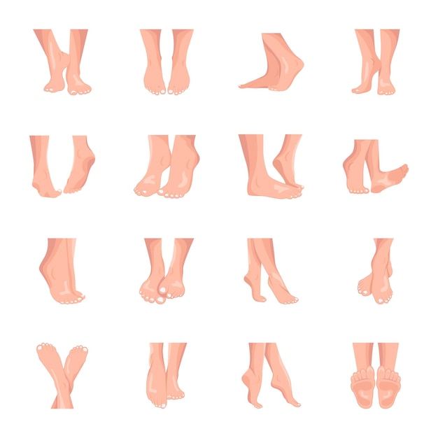 woman feet flat icons