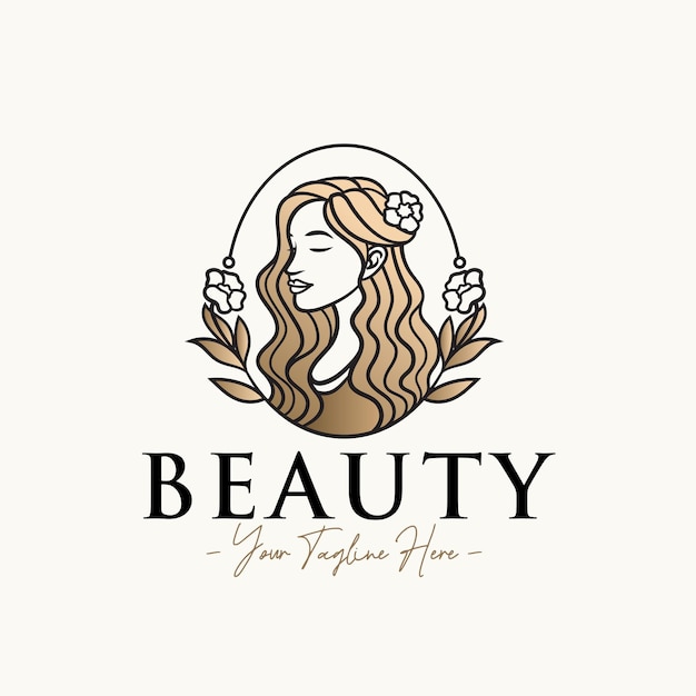 Premium Vector | Woman feminine gold beauty logo design template