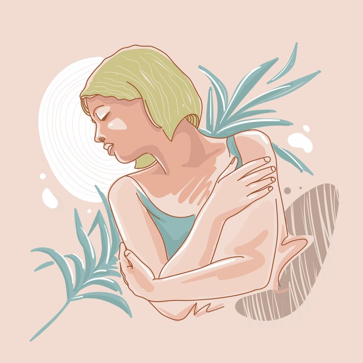 여자 그림 라인 아트 금발 머리