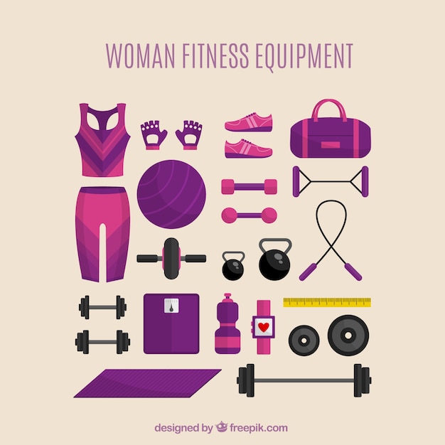 Vector woman fitness equipment