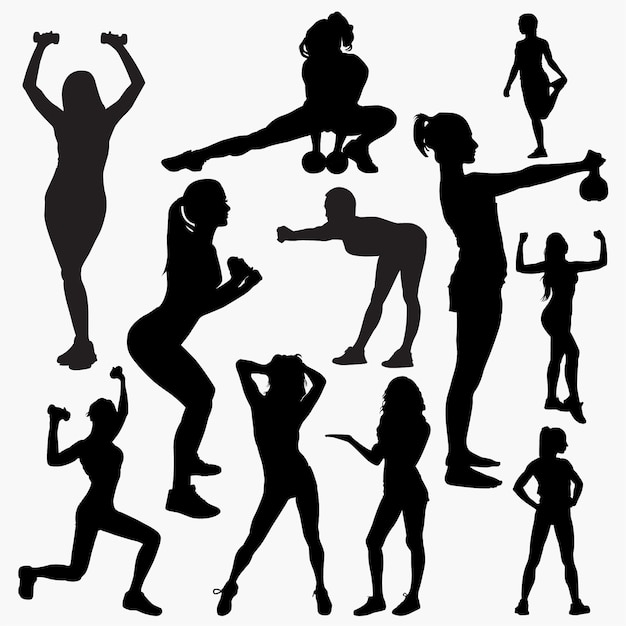 Woman fitness silhouettes