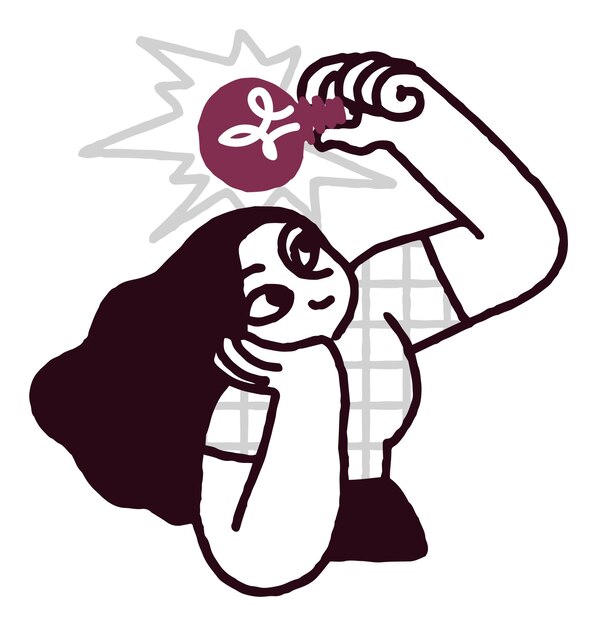 Woman flexing arm with power symbol