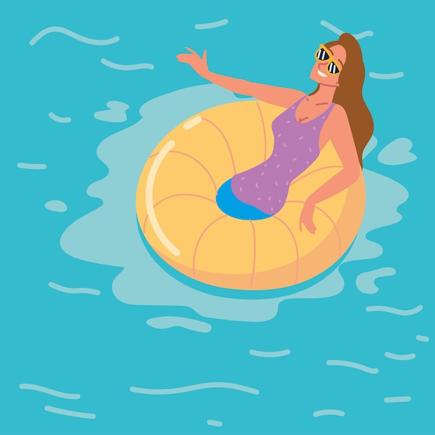 Woman on floating ring