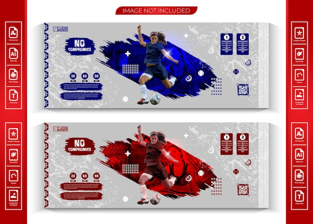 Vettore pagina di copertina dei social media di calcio femminile o modello di progettazione di banner web vettore premium