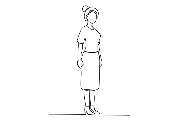 A woman forms an acute angle to the right Angles oneline drawing