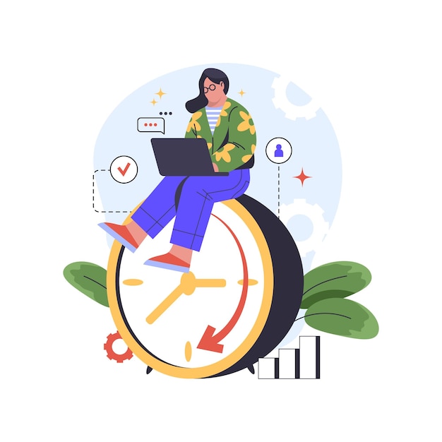 Vector woman or freelancer works full time vector image