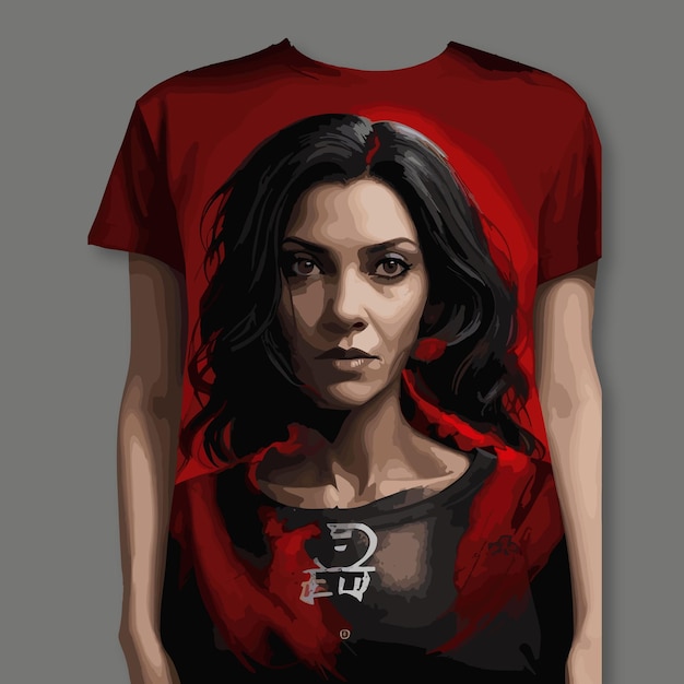 Vector woman from black with black girls red tshirt