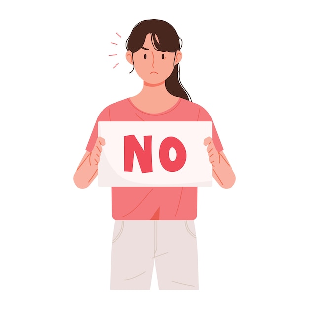 Vector a woman frowning while holding a board with no written on it infidelity concept vector illustration