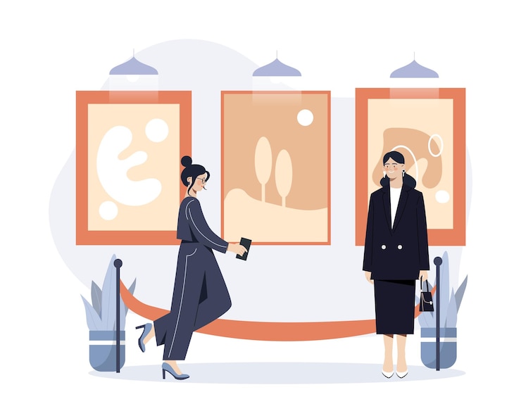 Vector woman in gallery