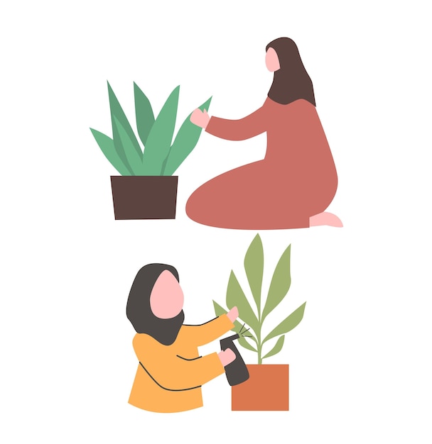 Woman gardening illustration
