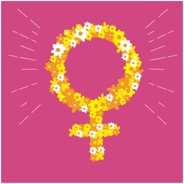 Vector woman gender symbol shaped from flowers