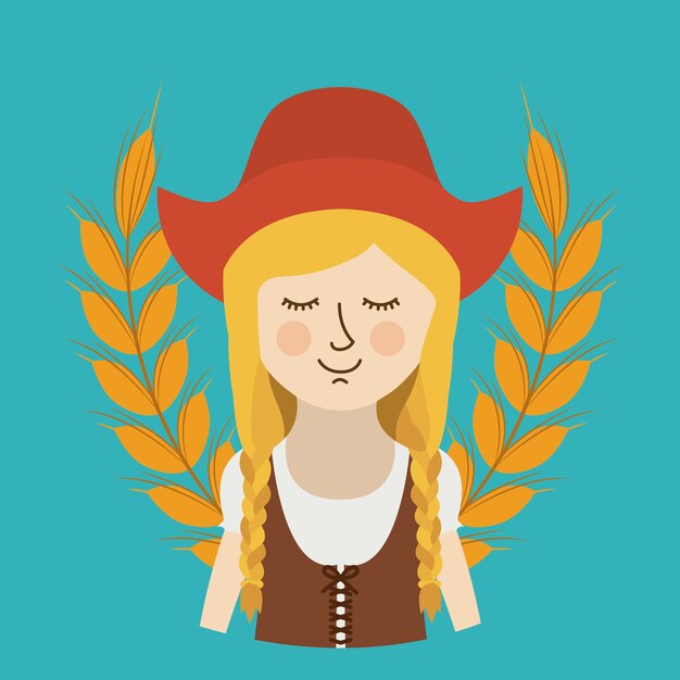 Vector woman germany culture avatar vector illustration design