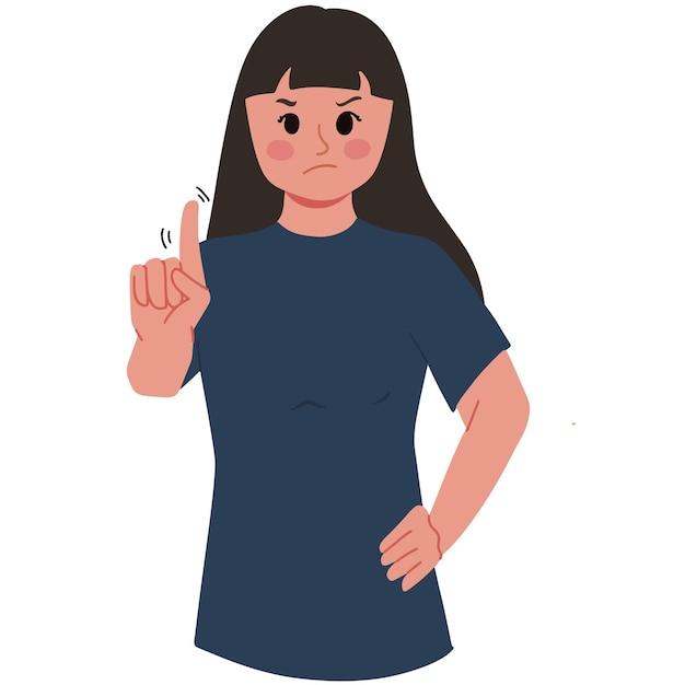 Woman gesturing no stop with a finger illustration