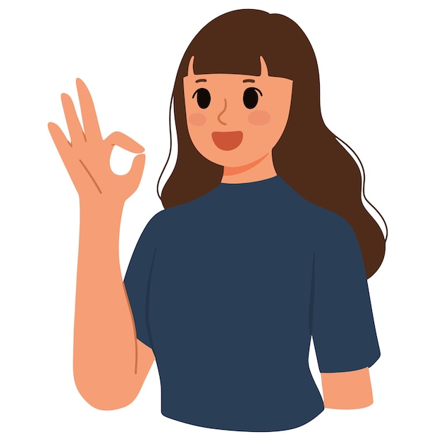 Woman gesturing OK with finger hand finger illustration