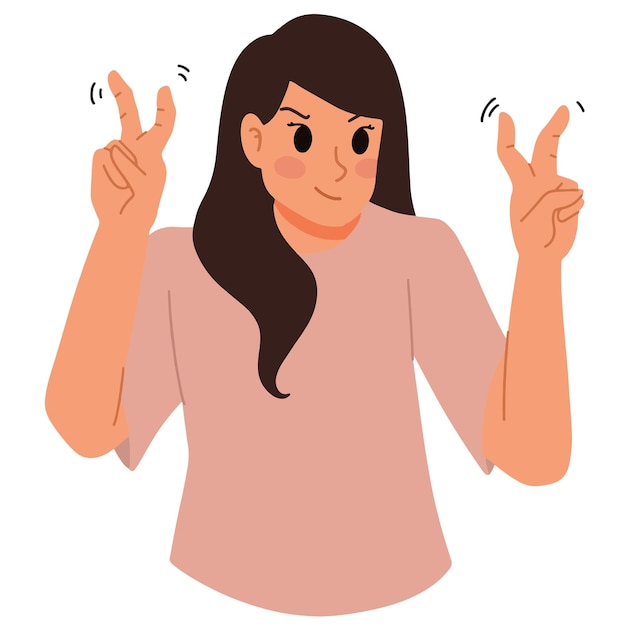 Vector a woman gesturing secret and sarcasm with hand illustration