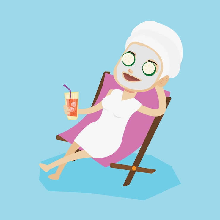 Vector woman getting beauty treatments in the salon.