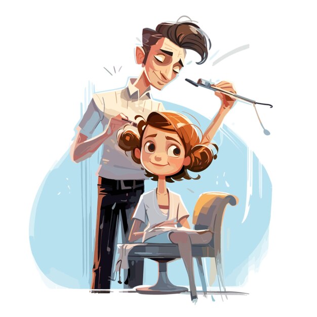 Vector woman getting haircut vector on white background