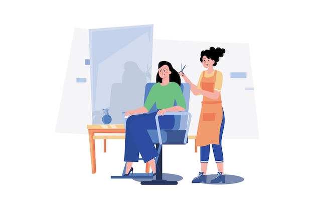 Woman Getting Her Hair Cut At The Beauty Salon